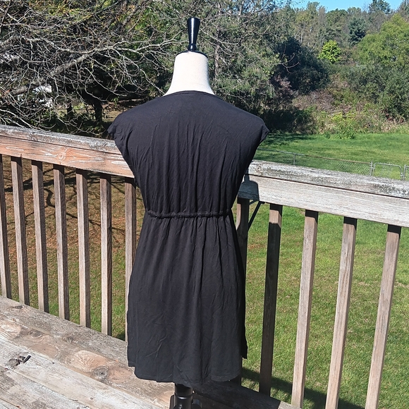 Merona Black V Neck Drawstring Waist Dress/Swim Coverup, Size Small - Picture 4 of 5